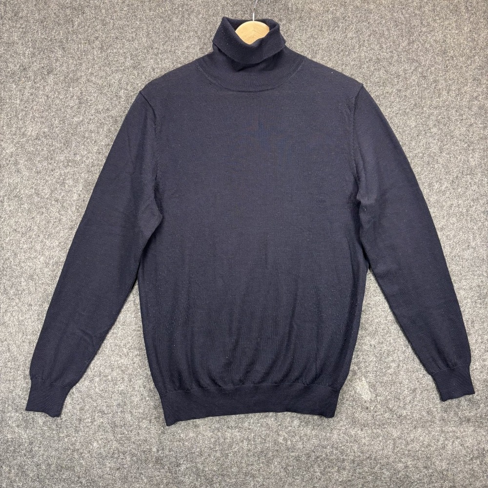 Suitsupply Merino Wool Turtleneck Sweater Men's Medium Navy Blue Lightweight